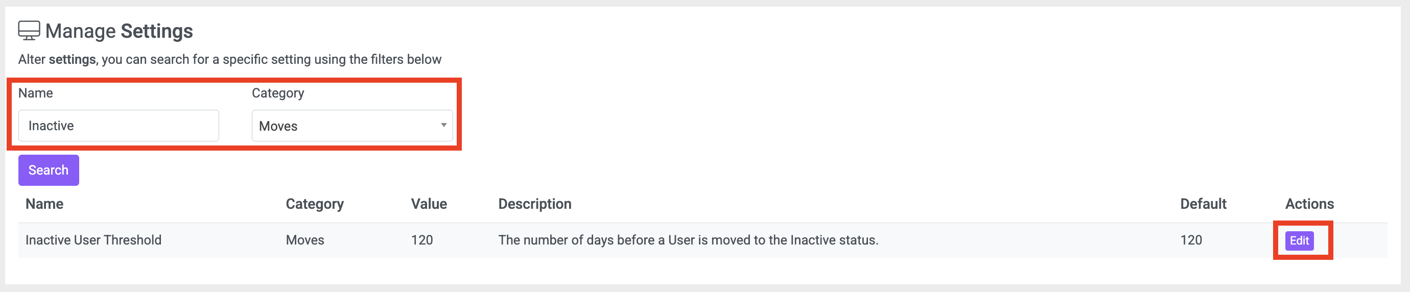 Edit Inactive User Threshold
