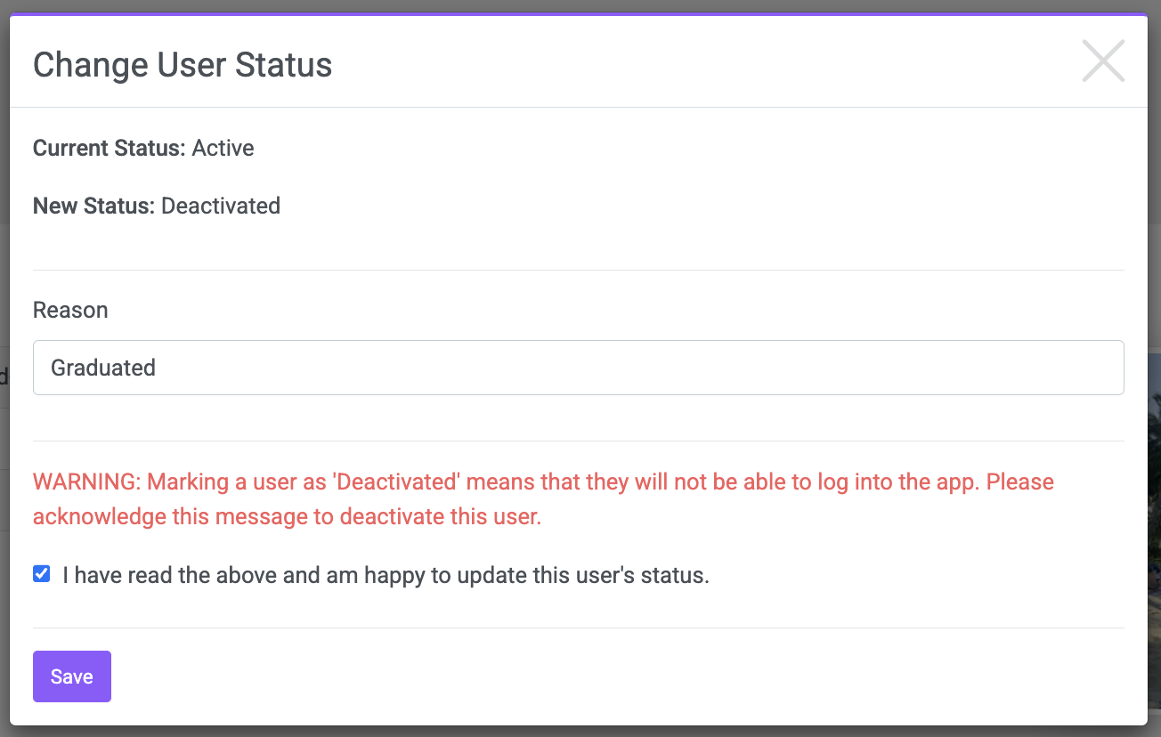 Change User Status