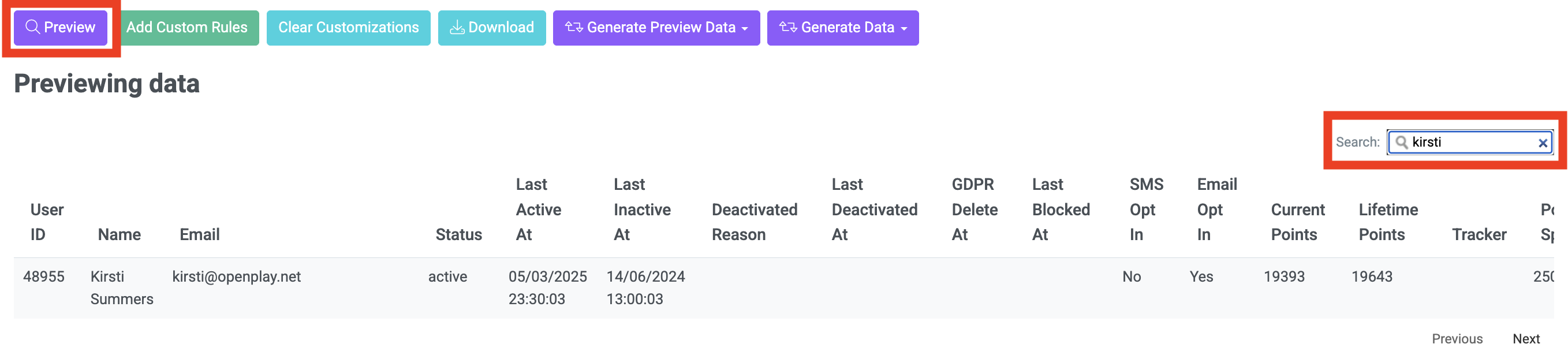 Edit Search Report Data