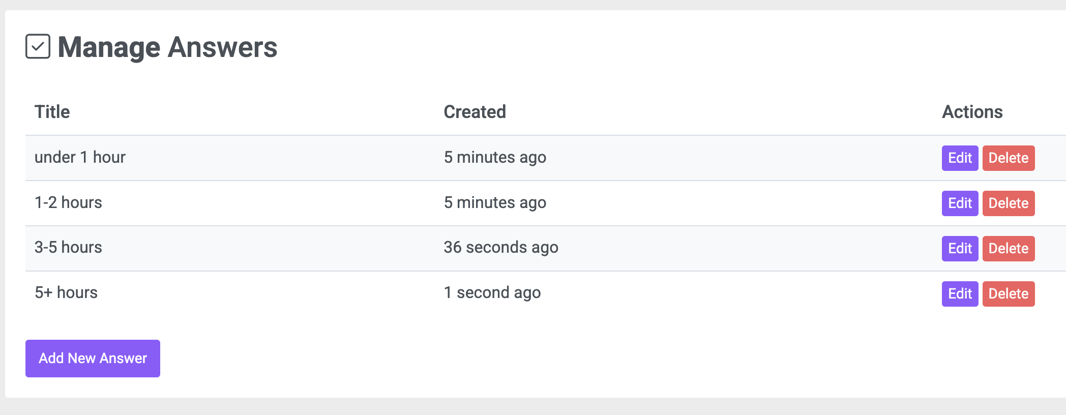 Manage survey answers