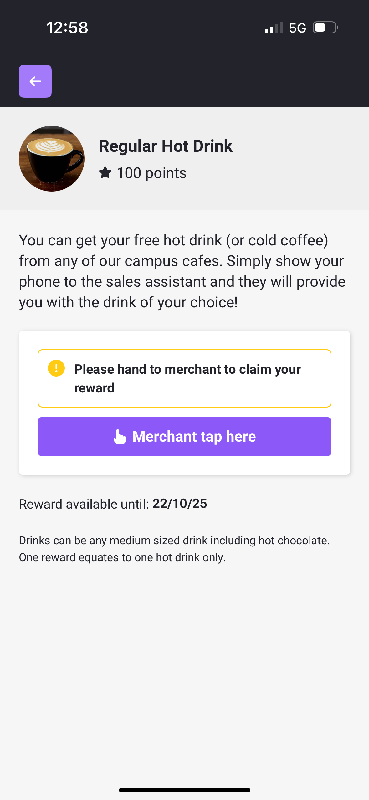 Reward Merchant tap