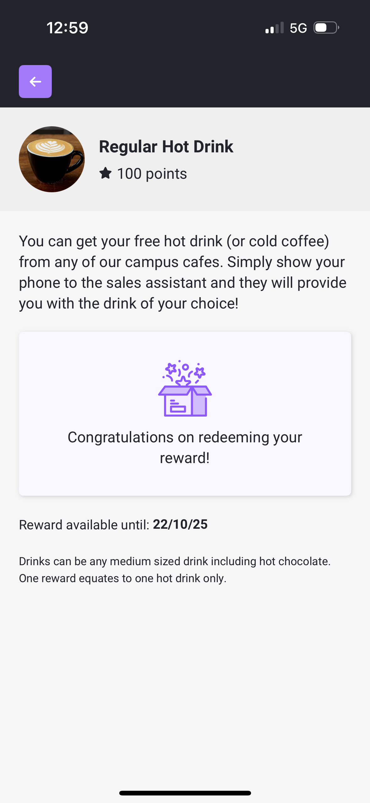Reward redeemed
