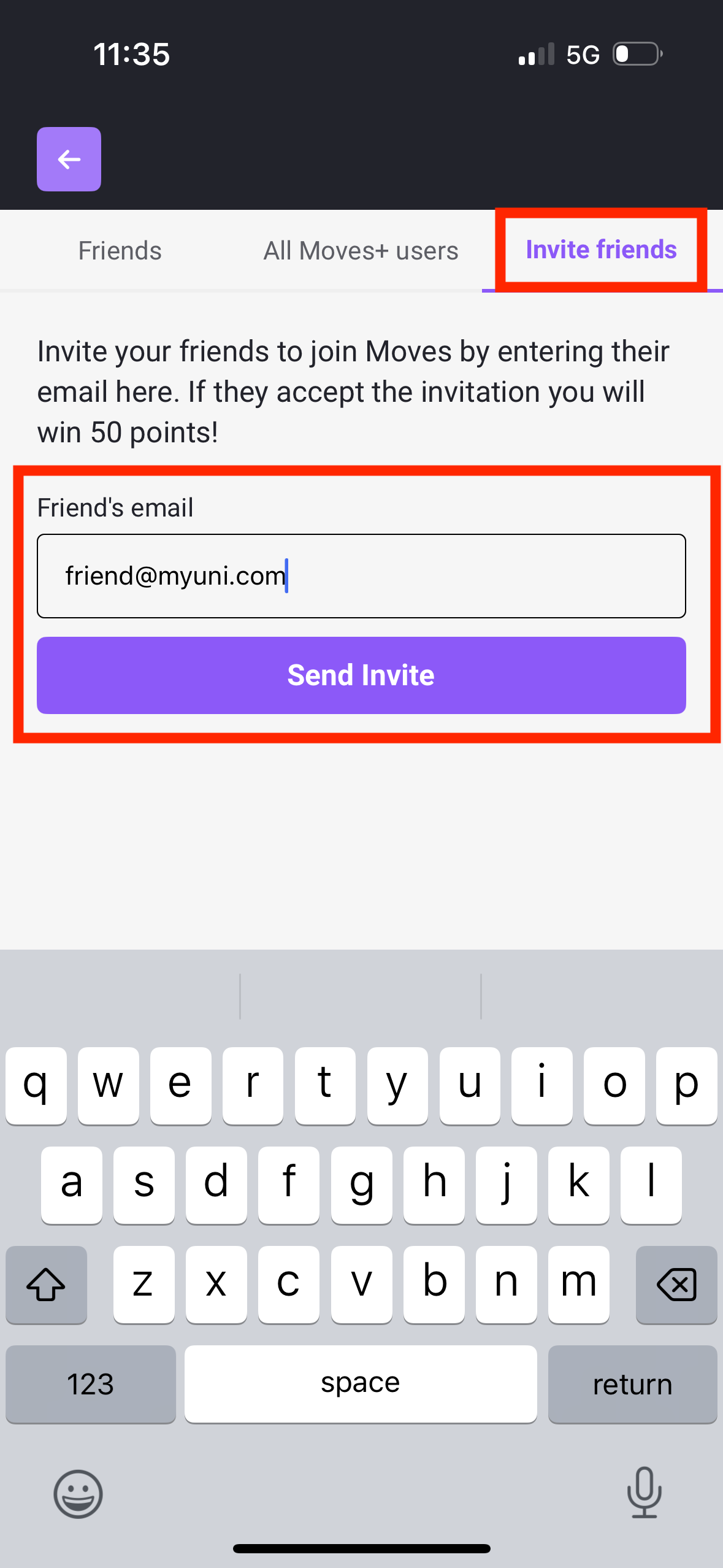 Moves+ Invite Friends