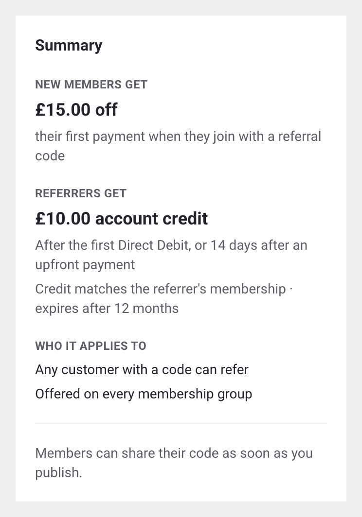 Offer summary